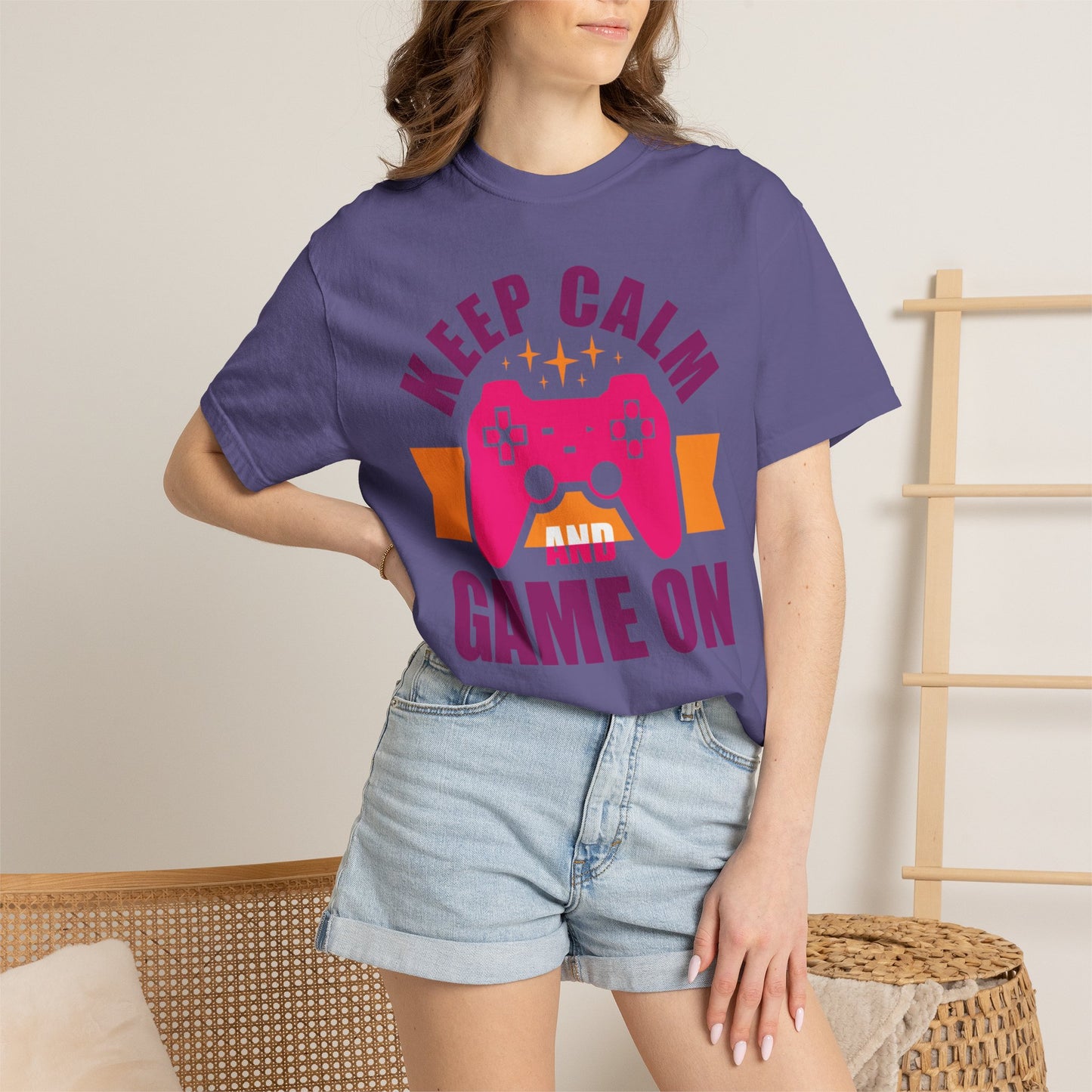 Inspirational Keep Calm And Game On Pro Gamer Skills Gaming Mindset Gaming Community Gaming Console Unisex Heavy Cotton T-Shirt