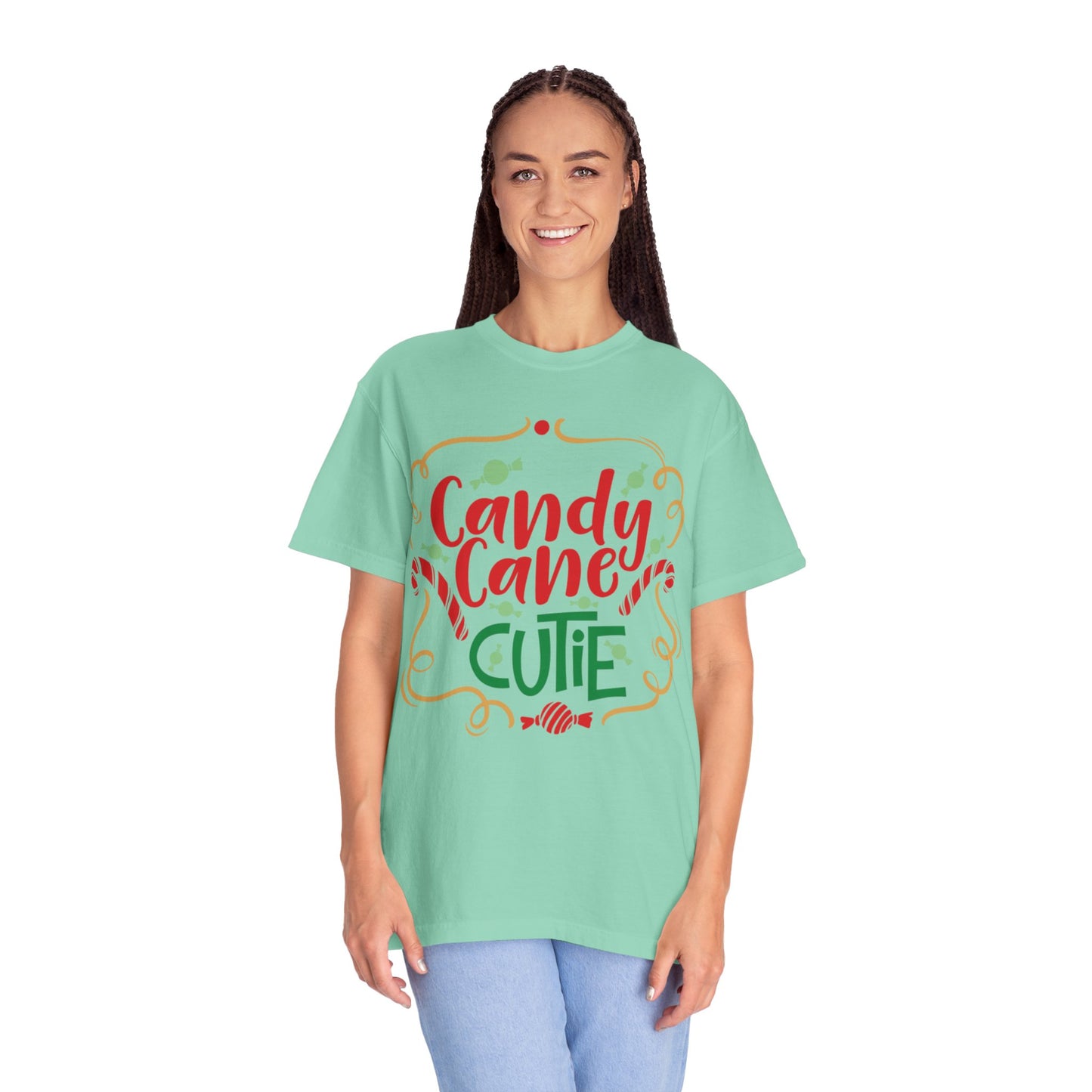 Candy Cane Cutie Enjoying Tee Tiny Helpers Jingle Bell Bling Festival Season Merry Christmas Unisex Heavy Cotton T-Shirt