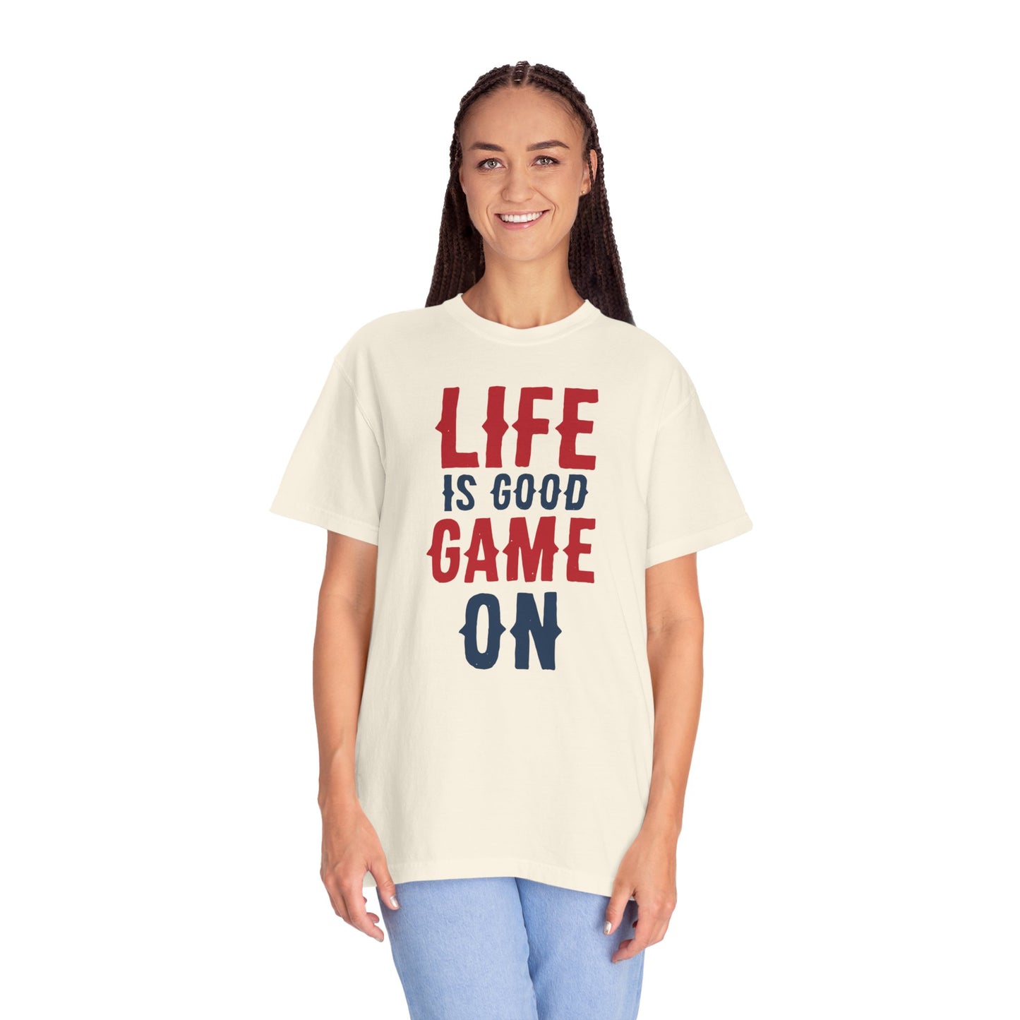 Life Is Good Game On Baseball Player Grand Slam Performers Tee Infield Magicians Batting Champions Unisex Heavy Cotton T-Shirt