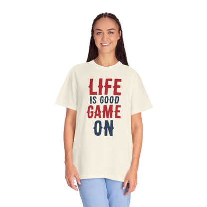 Life Is Good Game On Baseball Player Grand Slam Performers Tee Infield Magicians Batting Champions Unisex Heavy Cotton T-Shirt