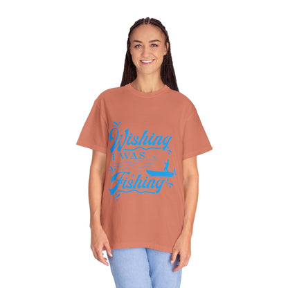 Funny Wishing I Was Fishing Catch and Release Unconditional Love Fishing Boat  Fishing Rod Sarcastic Adventure Unisex Heavy Cotton T-Shirt