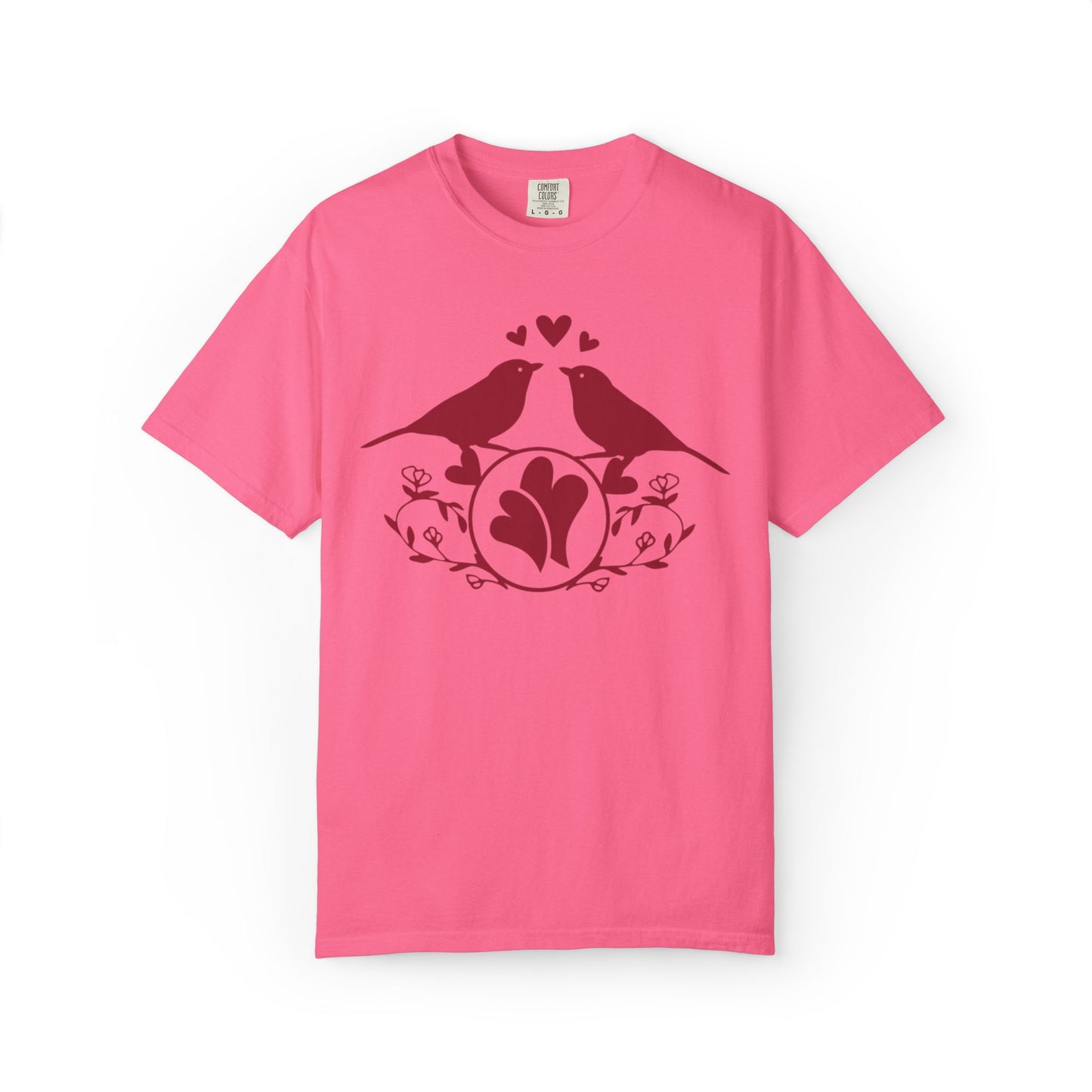 Romantic Love Birds Monogram Boundless Love Affection Lover’s Tee Infinite Bliss Butterfly Kisses Evergreen Romance Unisex Heavy Cotton T-Shirt