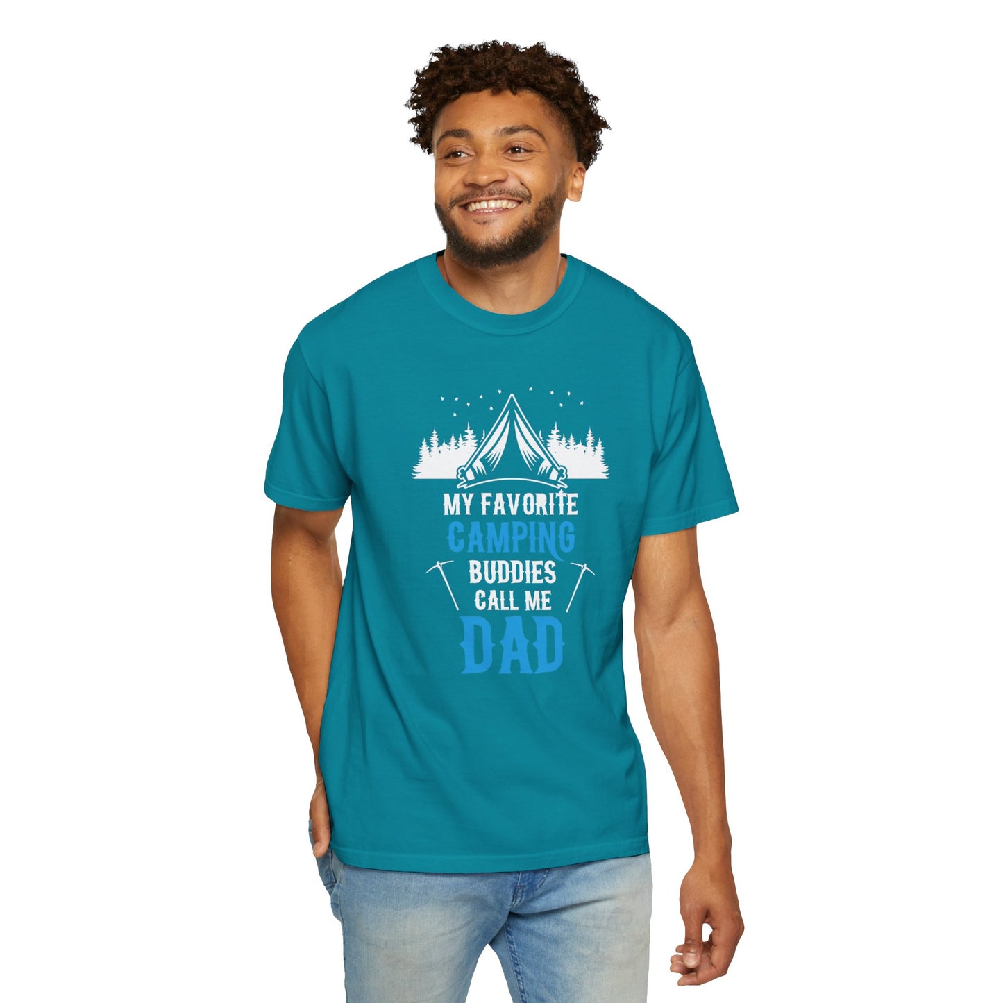 Funny My Favorite Camping Buddies Call Me Dad Sarcastic Adventure Mountains Hiking Stars Unisex Heavy Cotton T-Shirt