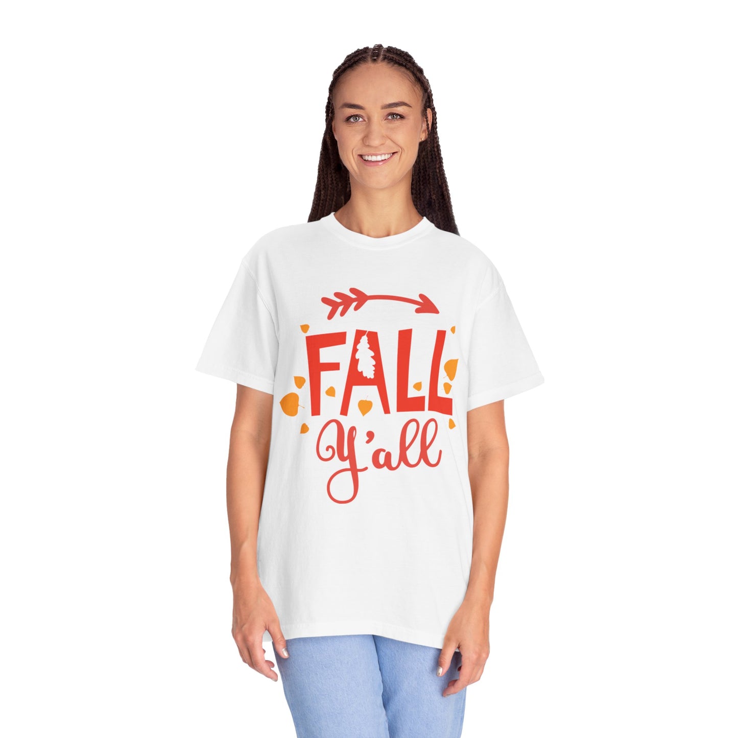Fall Y’all Breeze Leaves Christmas Tee Jingle Bells Falling Beauty Holiday Spirit Unisex Heavy Cotton T-Shirt