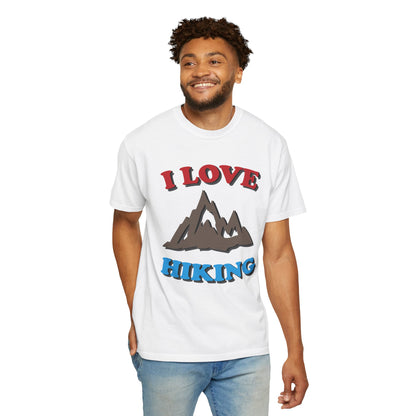 I Love Hiking Trendy Tee Adventure Mountain Hut Belays Ropes Fun Activities Unisex Heavy Cotton T-Shirt