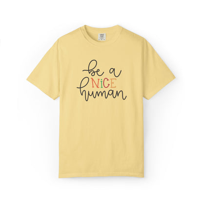 Be A Nice Human Positivity Optimism Happiness Tee Mindset Gratitude Empathy Unisex Heavy Cotton T-Shirt