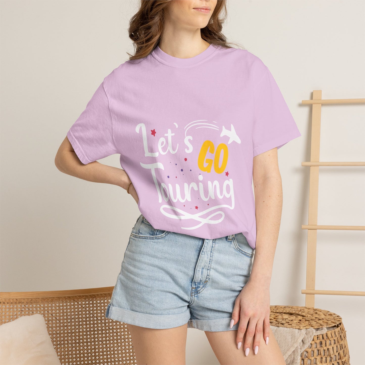 Let’s Go Touring Trendy Tee Travel Addict Exploring Adventurous Tour Lover Tourist Journey Unisex Heavy Cotton T-Shirt