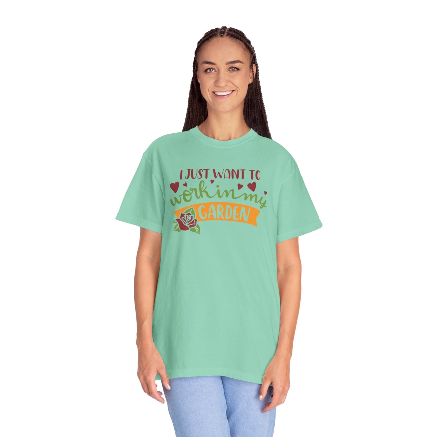 I Just Want To Work In My Garden Plant Enthusiasts Flower Lovers Tee Green Therapy Gardener Leafy Love Unisex Heavy Cotton T-Shirt
