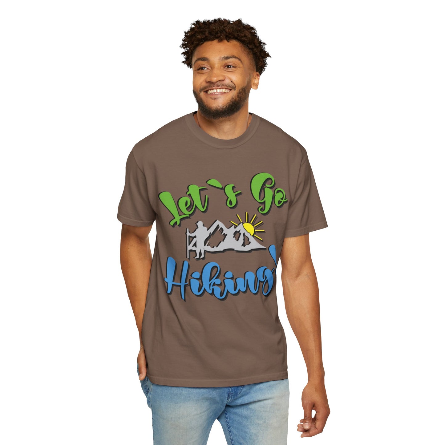 Let’s Go Hiking! Trendy Tee Adventure Mountain Hut Fun Activities Unisex Heavy Cotton T-Shirt