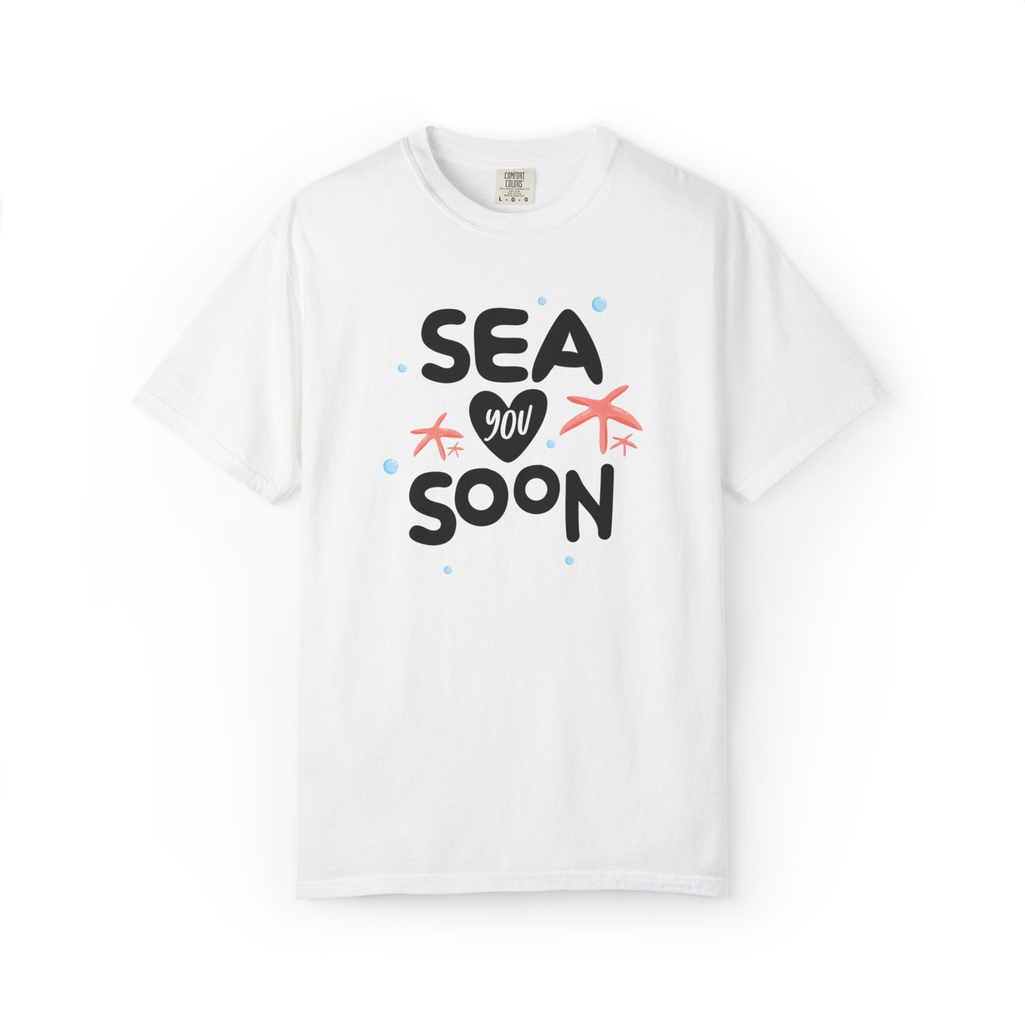 Sea You Soon Sarcastic Tee Ocean Wordplay Seaside Lover Summer Goodbye Ocean Trip Unisex Heavy Cotton T-Shirt