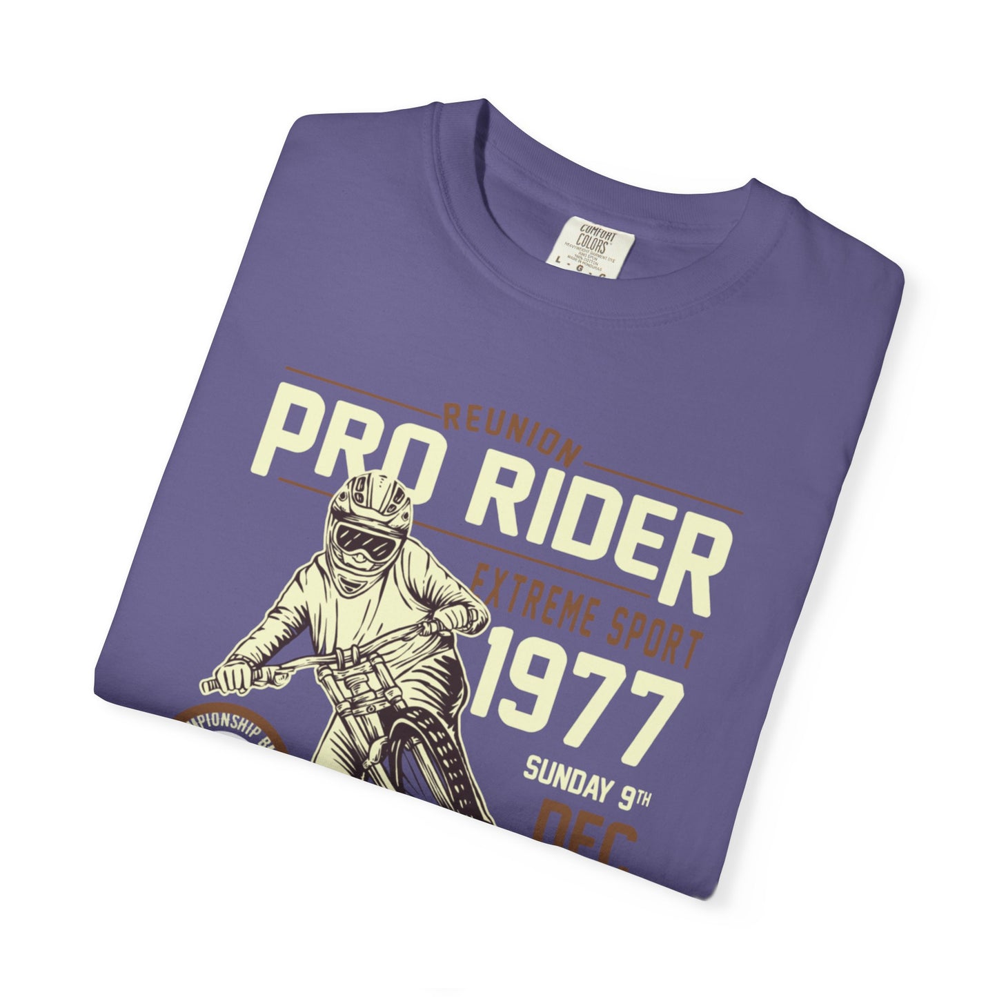 Vintage Reunion Pro Rider Extreme Sport 1977 Free Style Retro Bicycle Two Wheeled Adventure Unisex Heavy Cotton T-Shirt