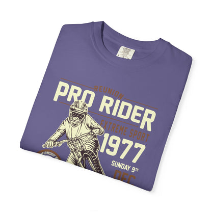 Vintage Reunion Pro Rider Extreme Sport 1977 Free Style Retro Bicycle Two Wheeled Adventure Unisex Heavy Cotton T-Shirt