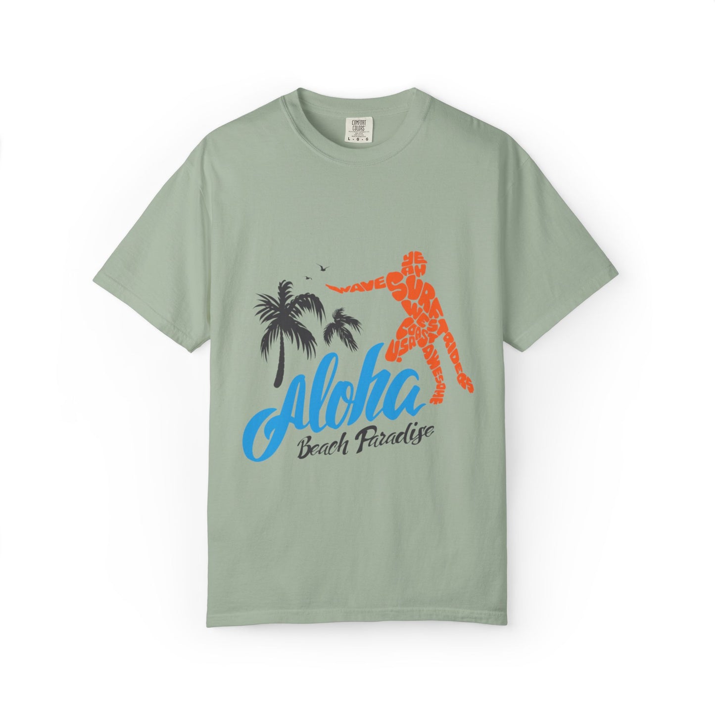 Funny Aloha Beach Paradise White Sand Coconut Tress Beach Party Beach Bar Beach Surfers Unisex Heavy Cotton T-Shirt