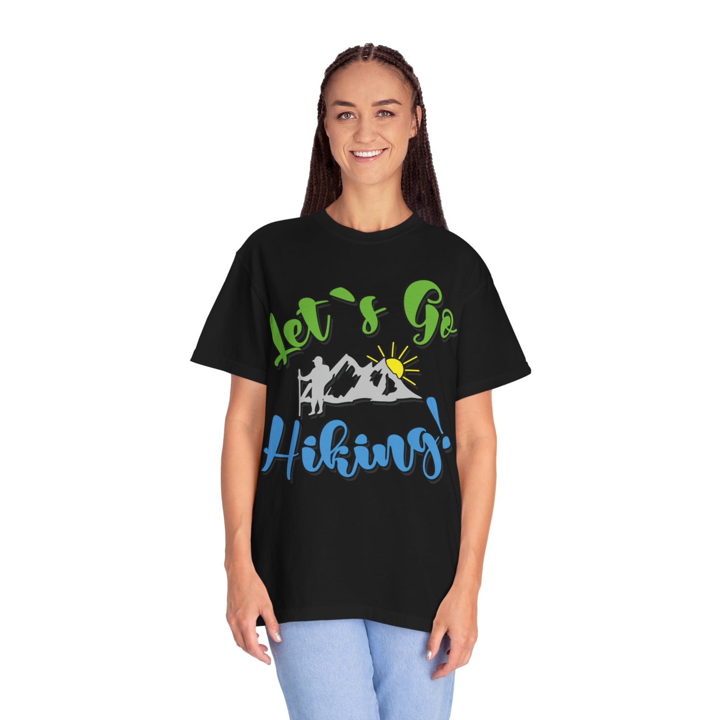 Let’s Go Hiking! Trendy Tee Adventure Mountain Hut Fun Activities Unisex Heavy Cotton T-Shirt