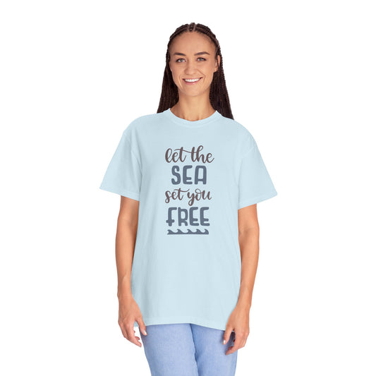 Let The Sea Set You Free Summer Tee Sunshine Days Ice Cream Camping Beachcombing Unisex Heavy Cotton T-Shirt