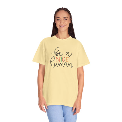 Be A Nice Human Positivity Optimism Happiness Tee Mindset Gratitude Empathy Unisex Heavy Cotton T-Shirt