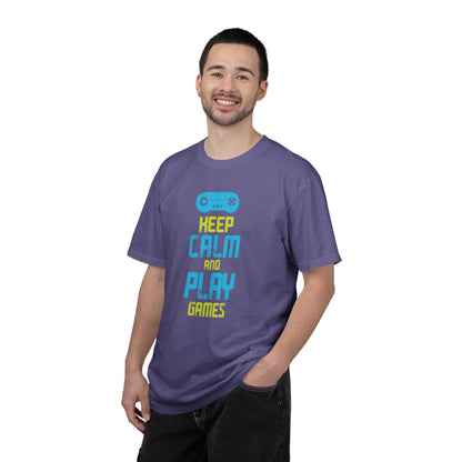 Funny Keep Calm And Play Games Pro Gamer Skills Gaming Mindset Sarcastic Gameplay Optimization Unisex Heavy Cotton T-Shirt