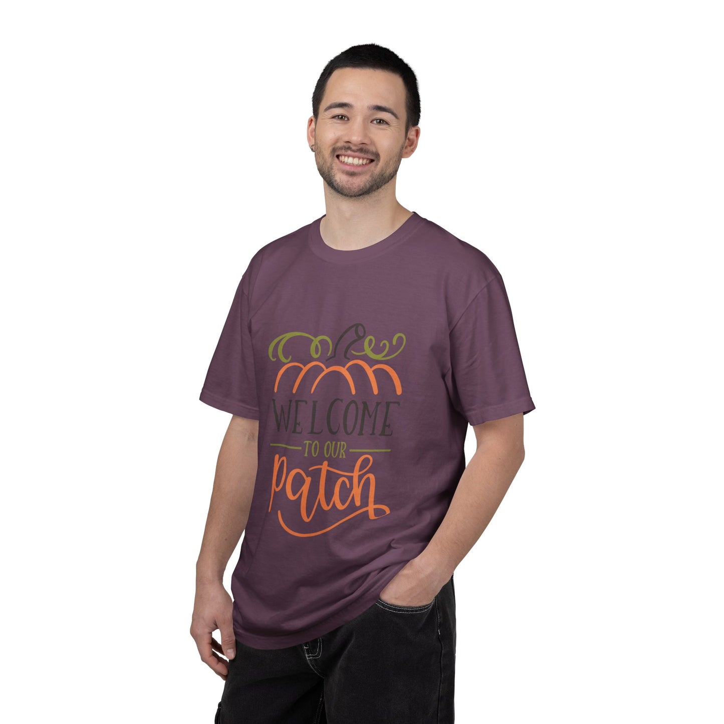 Welcome To Our Patch Harvest Festival Autumn Pumpkins Tee Fall Activities Farm Visit Family Fun Unisex Heavy Cotton T-Shirt