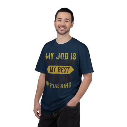 Motivational My Job Is To Work My Best Boxing In The Ring Boxing Enthusiast Boxing Ring Strength Training Unisex Heavy Cotton T-Shirt