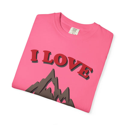 I Love Hiking Trendy Tee Adventure Mountain Hut Belays Ropes Fun Activities Unisex Heavy Cotton T-Shirt