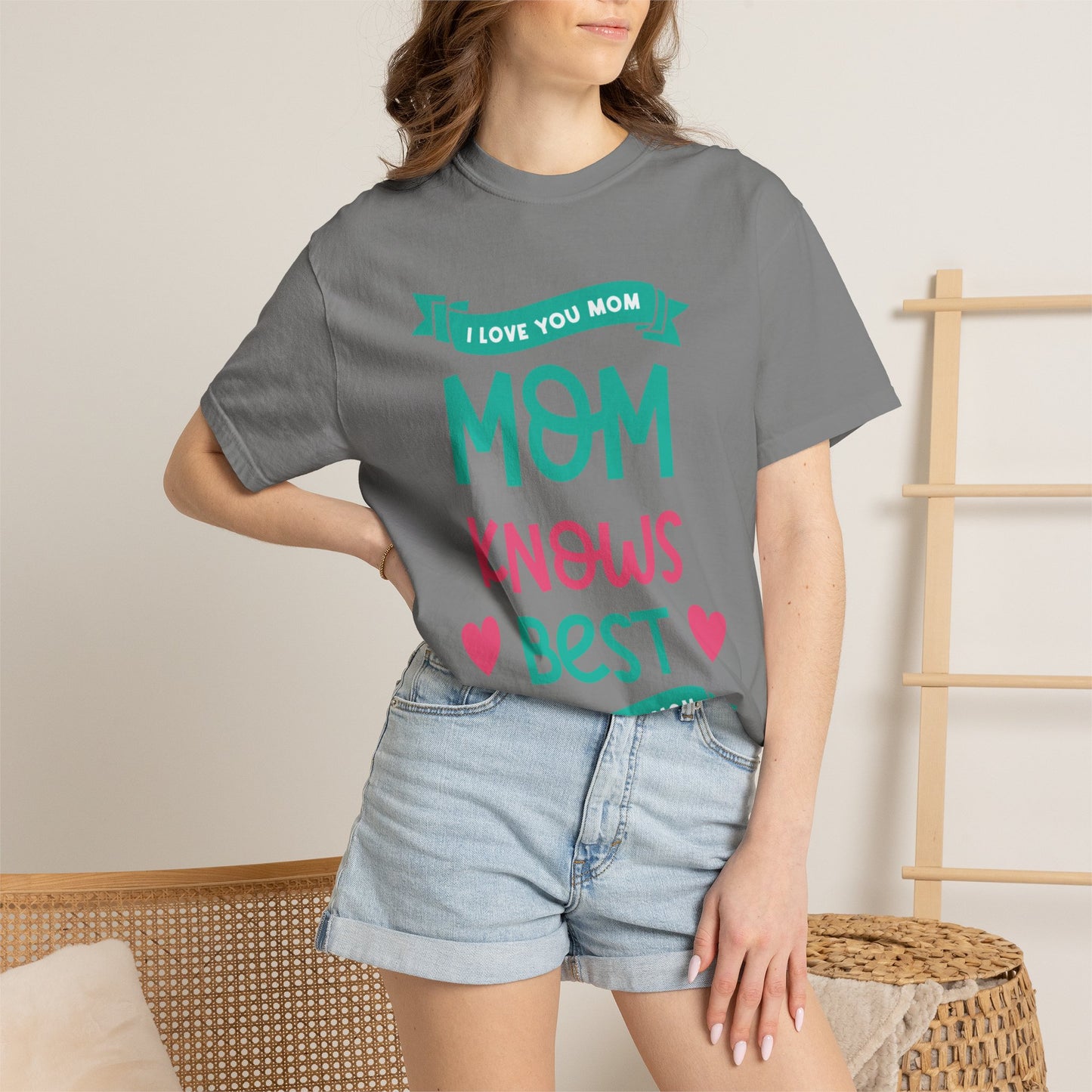 Mom Knows Best Strong Motherhood Heartfelt Guidance Tee Nurturing Knowledge Unisex Heavy Cotton T-Shirt
