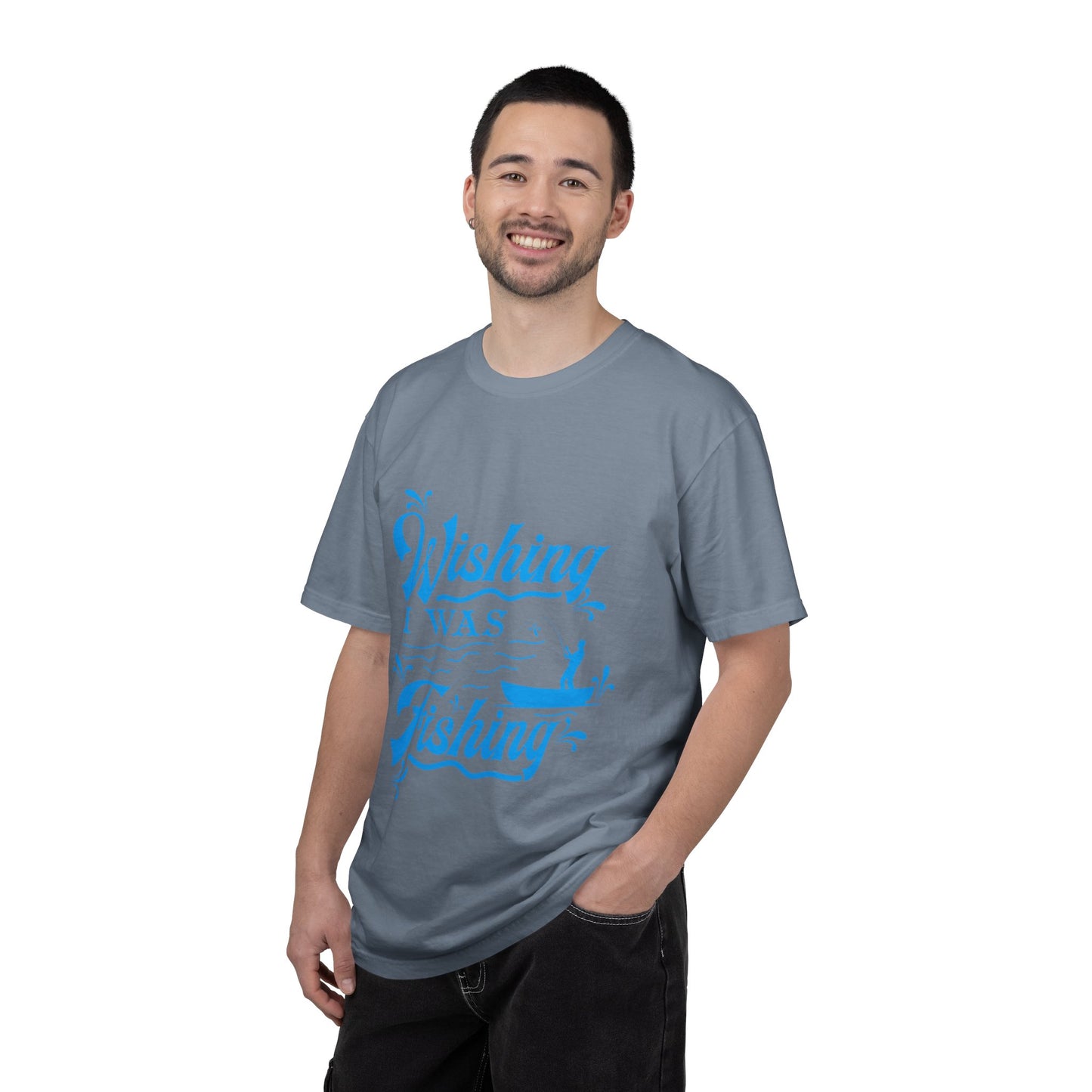 Funny Wishing I Was Fishing Catch and Release Unconditional Love Fishing Boat  Fishing Rod Sarcastic Adventure Unisex Heavy Cotton T-Shirt