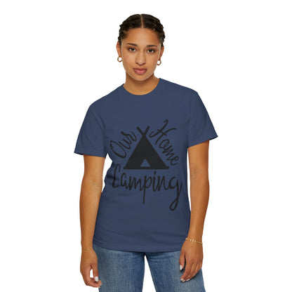 Our Home Camping Freedom Fighter Adventure Lovers Tee Nature Exploration Bonfire Travel Van Unisex Heavy Cotton T-Shirt