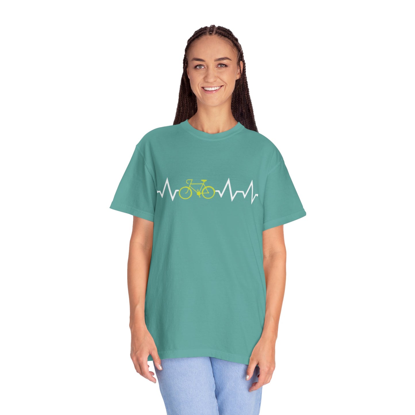 Funny Cycle Heart Beat Cycle Enthusiasm Pedal power Sarcastic Two Wheeled Adventures Unisex Heavy Cotton T-Shirt