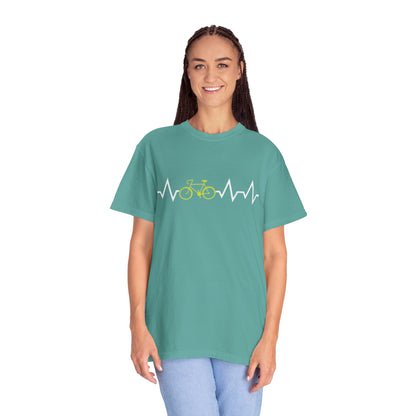 Funny Cycle Heart Beat Cycle Enthusiasm Pedal power Sarcastic Two Wheeled Adventures Unisex Heavy Cotton T-Shirt