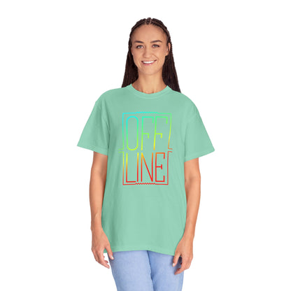 Offline Graphic T-Shirt — Retro Neon Text Tee