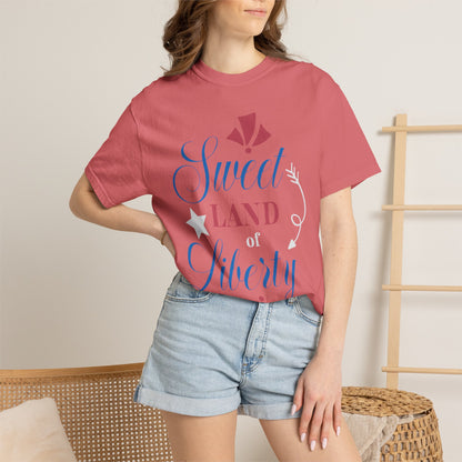 Sweet Land Of Liberty Equality American Values Country Love USA Flag Patriotic Tee Loyalty Fairness Unity Unisex Heavy Cotton T-Shirt