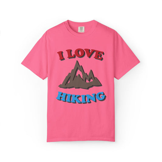 I Love Hiking Trendy Tee Adventure Mountain Hut Belays Ropes Fun Activities Unisex Heavy Cotton T-Shirt