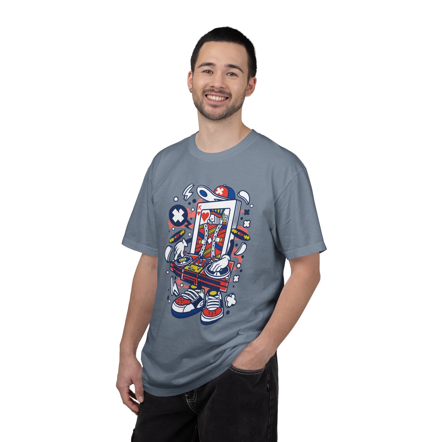 Dj King Play Card Hip Hop Vibes Trends Pop Visuals Tee Remixes Music Producer Unisex Heavy Cotton T-Shirt