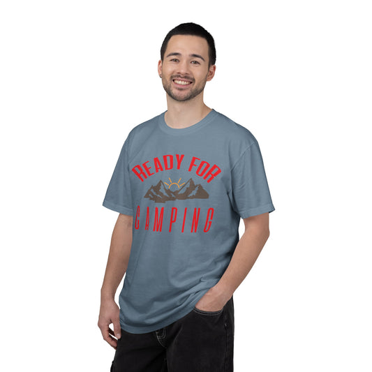 Ready For Camping Trendy Tee Adventure Mountain Hut Belays Ropes Fun Activities Bonfire Unisex Heavy Cotton T-Shirt