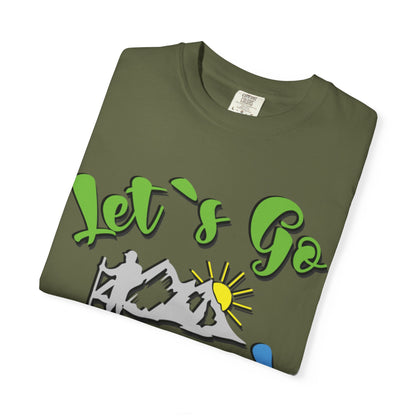 Let’s Go Hiking! Trendy Tee Adventure Mountain Hut Fun Activities Unisex Heavy Cotton T-Shirt