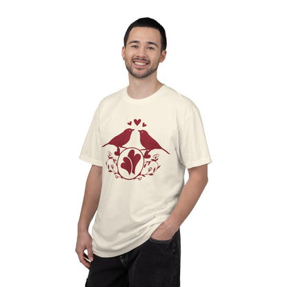 Romantic Love Birds Monogram Boundless Love Affection Lover’s Tee Infinite Bliss Butterfly Kisses Evergreen Romance Unisex Heavy Cotton T-Shirt