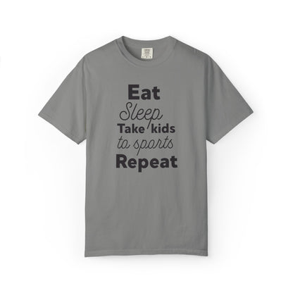 Eat Sleep Take Kids Motherhood Blessings Life Giver Mummy’s Tee Supermom Busy Schedule Duties Forever Same Routine Players Unisex Heavy Cotton T-Shirt