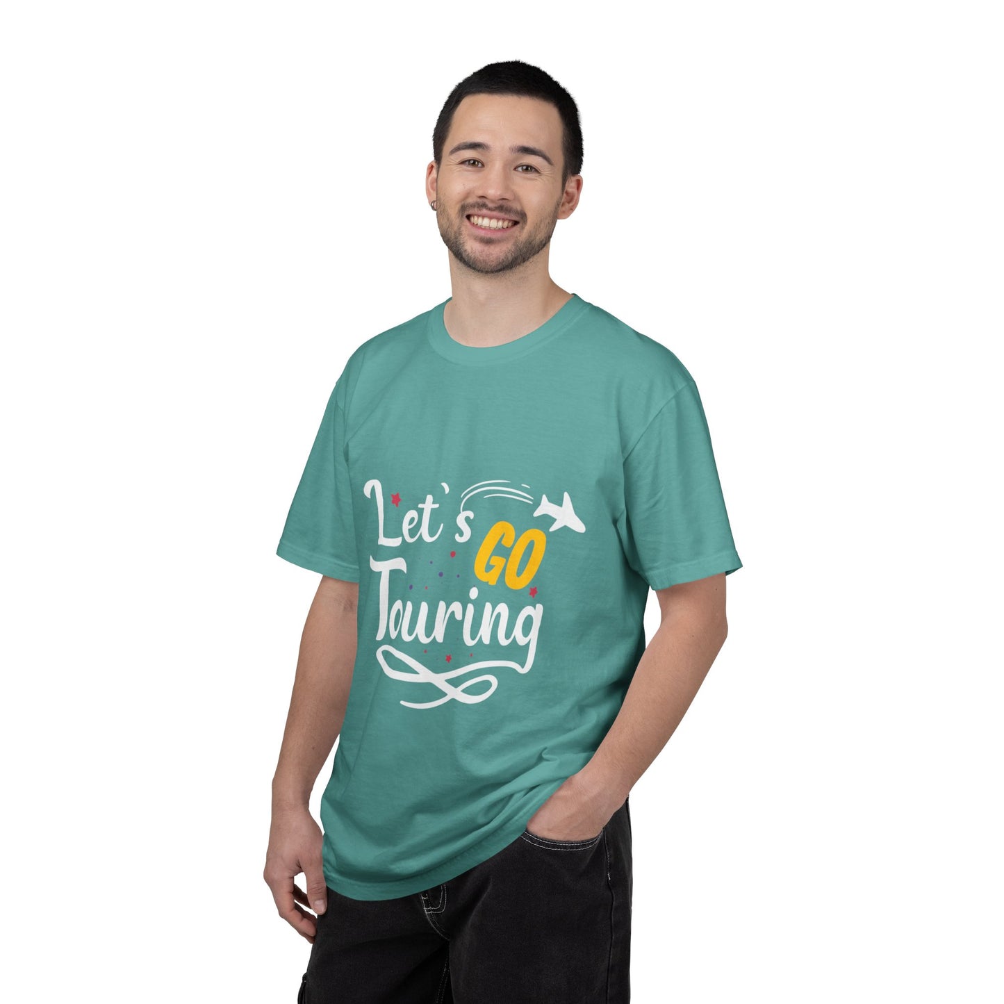 Let’s Go Touring Trendy Tee Travel Addict Exploring Adventurous Tour Lover Tourist Journey Unisex Heavy Cotton T-Shirt