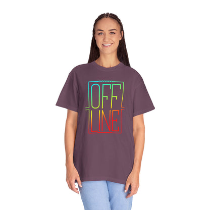 Offline Graphic T-Shirt — Retro Neon Text Tee