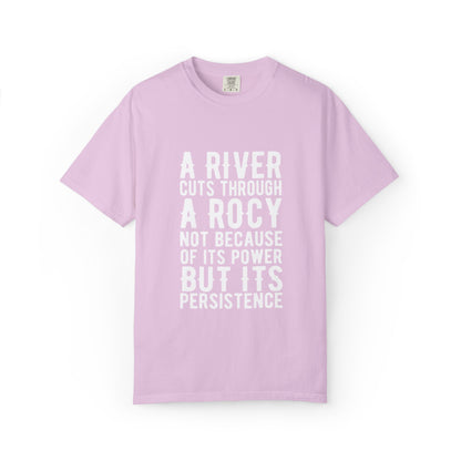 A River Cuts Through A Rock Stop Wishing Start Doing Action Goal Setting Modern Tee Achievement Unisex Heavy Cotton T-Shirt