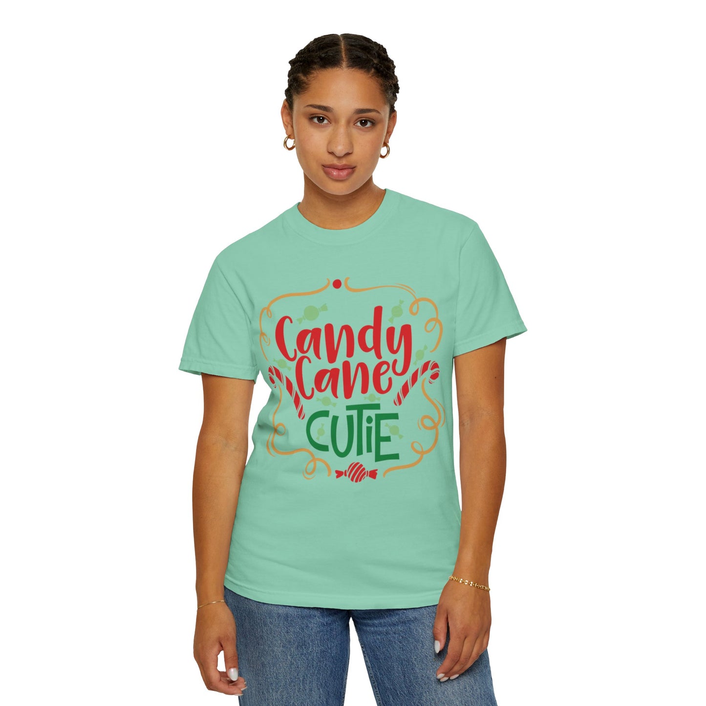 Candy Cane Cutie Enjoying Tee Tiny Helpers Jingle Bell Bling Festival Season Merry Christmas Unisex Heavy Cotton T-Shirt