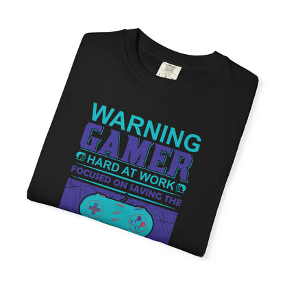 Funny Warning Gamer Do Not Disturb Digital Protector Virtual Heroism Sarcastic Battle Against Evil Unisex Heavy Cotton T-Shirt