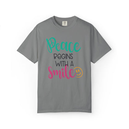 Peace Begins With A Smile Kindness Heartfelt Compliments Tee Thoughtful Gestures Love-Inspiration Unisex Heavy Cotton T-Shirt