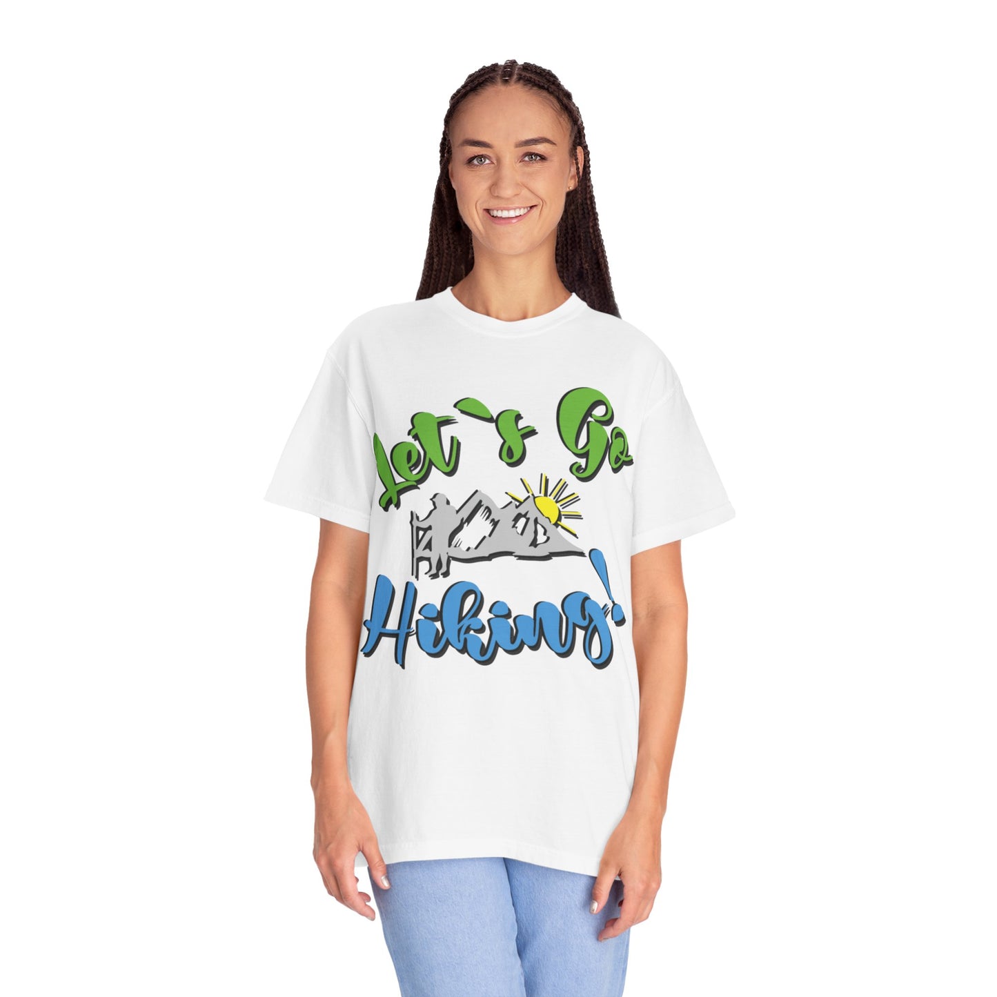 Let’s Go Hiking! Trendy Tee Adventure Mountain Hut Fun Activities Unisex Heavy Cotton T-Shirt