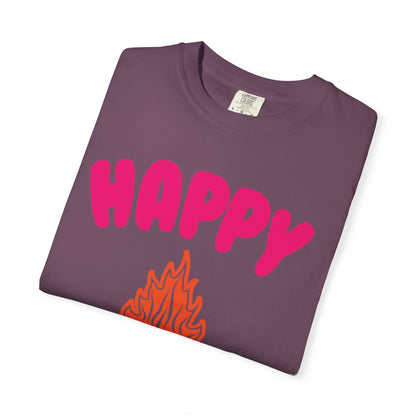 Happy Camper Freedom Fighter Adventure Lovers Tee Nature Exploration Bonfire Travel Van Unisex Heavy Cotton T-Shirt
