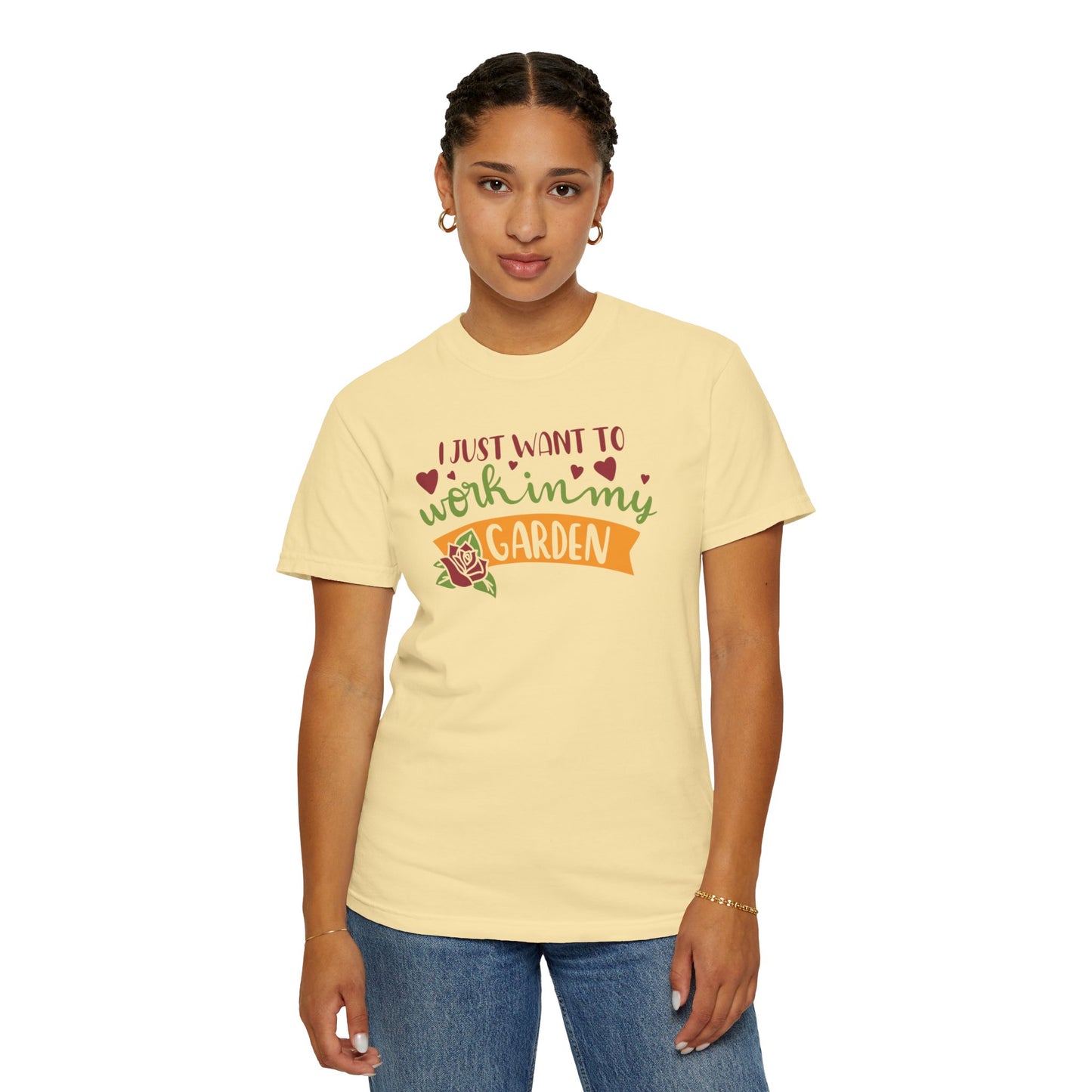 I Just Want To Work In My Garden Plant Enthusiasts Flower Lovers Tee Green Therapy Gardener Leafy Love Unisex Heavy Cotton T-Shirt
