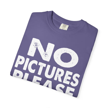 No Picture Please Photogenic Tee No Flash Camera-Shy Personal Space Unisex Heavy Cotton T-Shirt