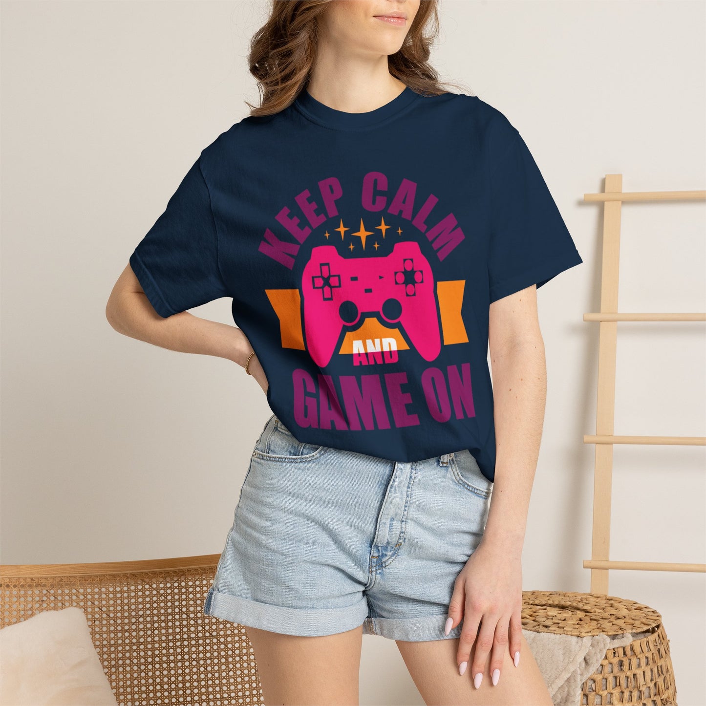 Inspirational Keep Calm And Game On Pro Gamer Skills Gaming Mindset Gaming Community Gaming Console Unisex Heavy Cotton T-Shirt