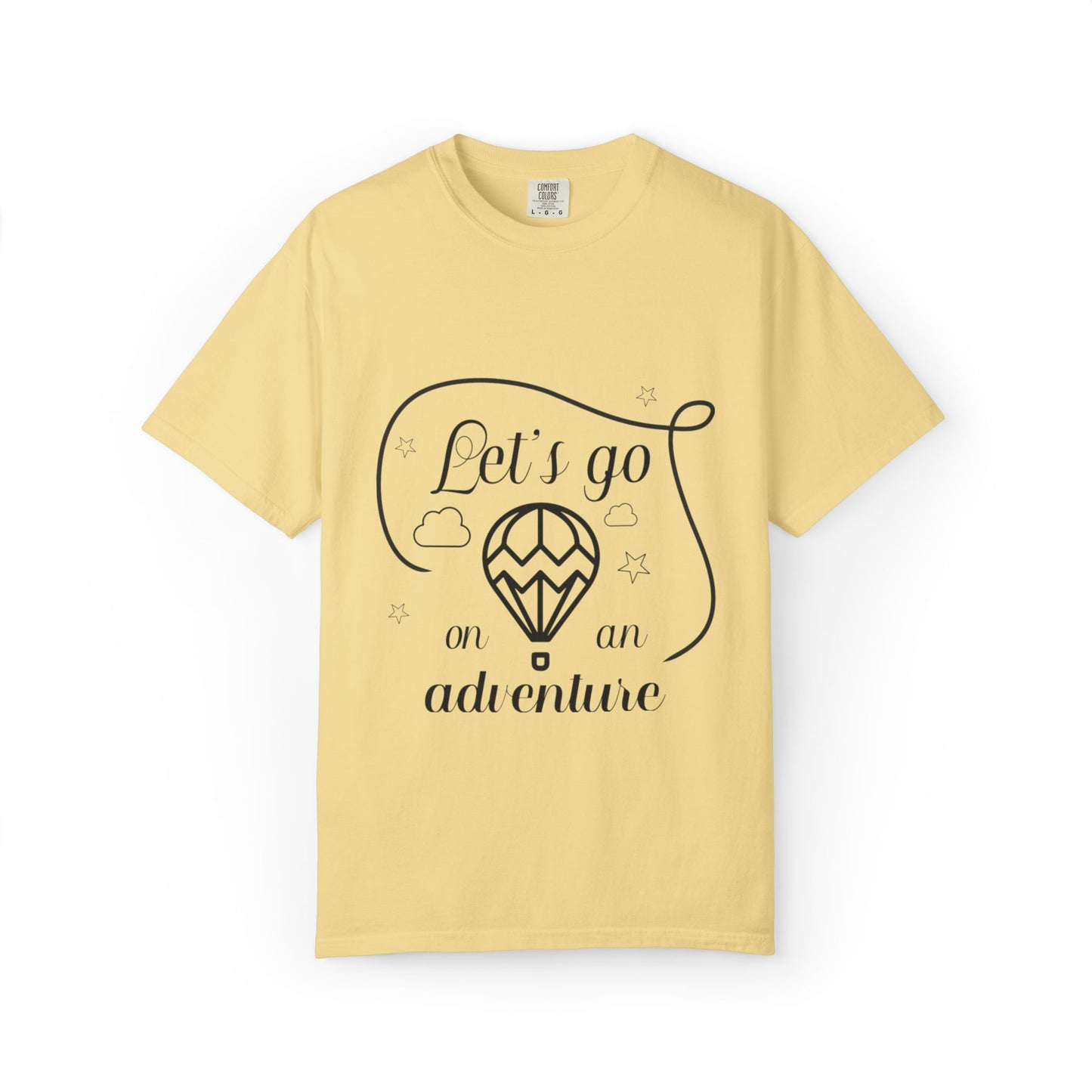 Let’s Go On An Adventure Nature Exploration Bonfire Travel Lovers Tee Freedom Hot Air Balloon Unisex Heavy Cotton T-Shirt