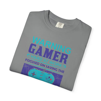 Funny Warning Gamer Do Not Disturb Digital Protector Virtual Heroism Sarcastic Battle Against Evil Unisex Heavy Cotton T-Shirt